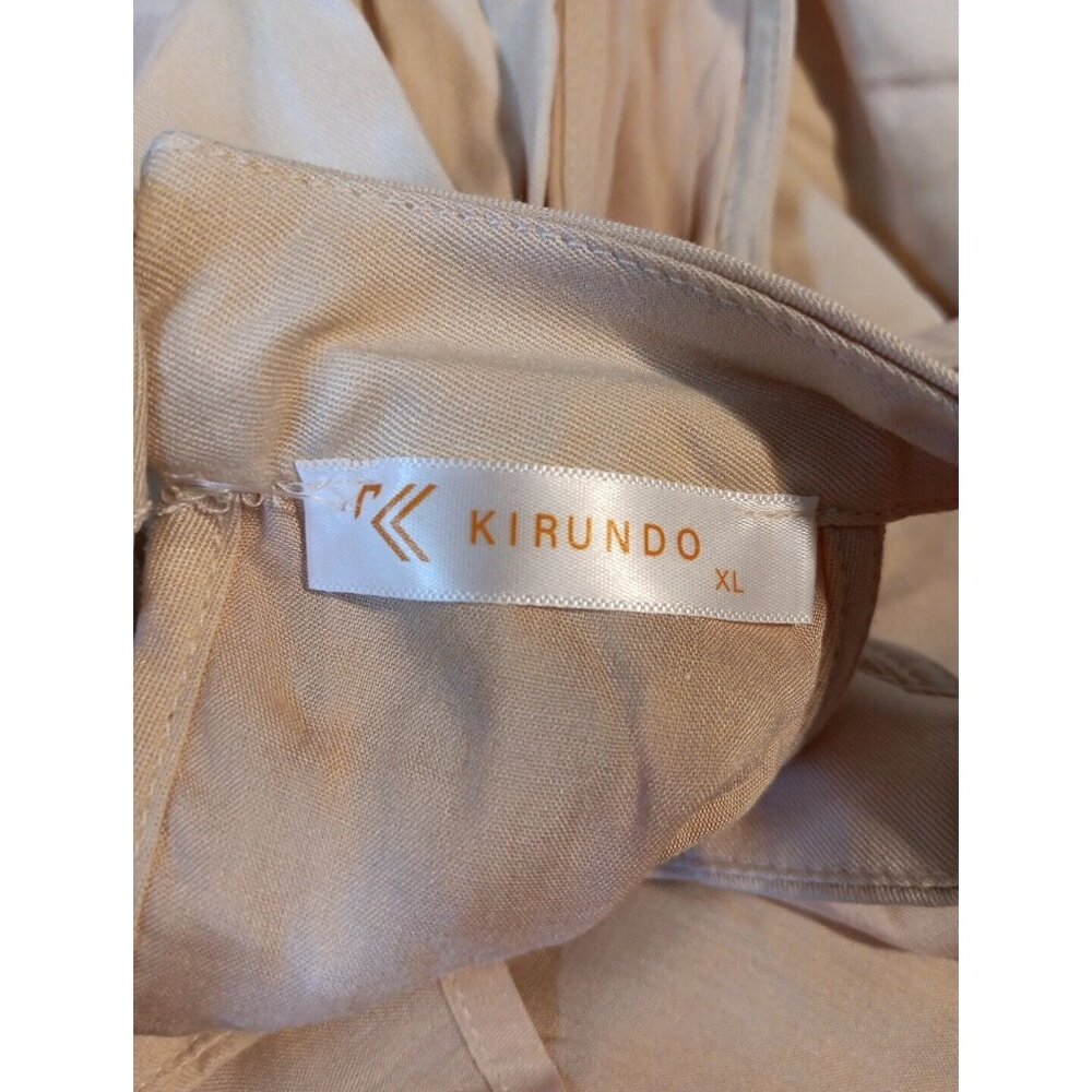 KIRUNDO Women's XL Apricot Summer Halter Neck Sleeveless Mini Dress Pleated NWT - Picture 7 of 9